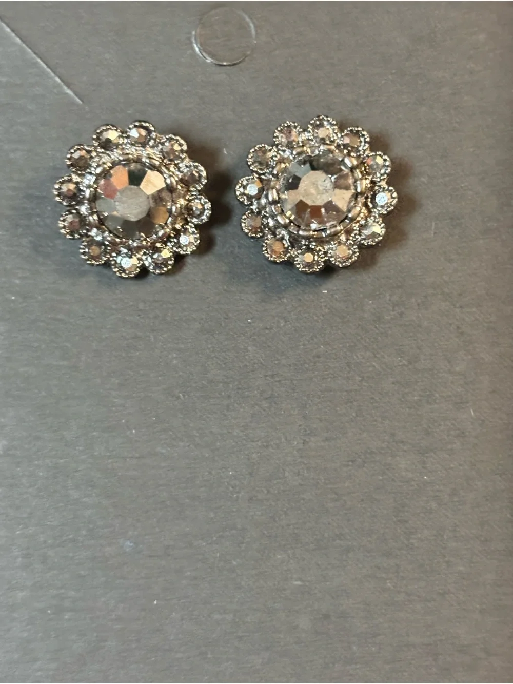 Crystal Halo Stud Earrings - Clear Silver-Tone